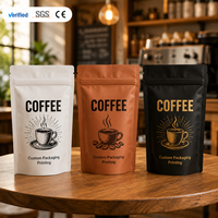 Sacs d'emballage pour café personnalisés en usine de 250 g, sacs résistants à l'humidité et autoportants avec fermeture éclair, sacs en Mylar pour l'emballage des grains de café