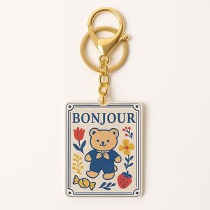 Vente en gros porte-clés en acrylique avec logo personnalisé motif anime forme rectangle impression numérique avec anneau en métal porte-clés OEM ODM d'usine - Product Image 6
