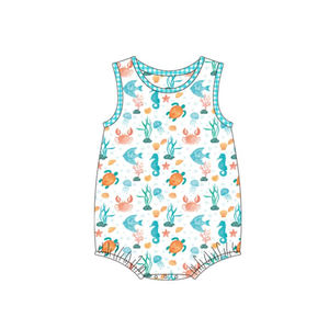 Preventa al por mayor: Ropa de moda orgánica para bebés (niñas y niños) con diseño de tortuga marina, ideal para el verano y festividades. ¡Precio de fábrica! Pedido mínimo 5 unidades. - Product Image 4