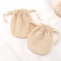 Promotion sac en maille de coton écologique pour savon Logo personnalisé ruban impression pochette à savon en maille