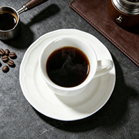 Tasse à cappuccino en céramique JQY avec soucoupe 7 oz, ensemble tasse et soucoupe en porcelaine blanche pour latte, mocha, thé, flat white