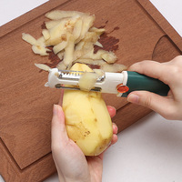 Couteau à éplucher les fruits à double fonction Portable couteau à éplucher les fruits en acier inoxydable à double tête pour la cuisine ensemble de couteaux à fruits 2 en 1