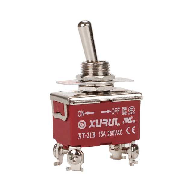 XURUI XT-21B Double Pole Single Throw (DPST) 4P 250VAC IP40 Automation Machine Toggle Switch with Screw Terminal