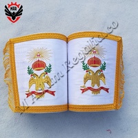 Ensemble d'étole maçonnique en cuir Rite écossais AASR 33 degrés avec étole, col et gauntlets brodés du drapeau national personnalisé à coudre