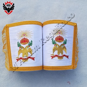 AASR 33 Degree Scottish Rite Masonic Scottish Rite Apron <b>Set</b> With Custom Country Flag Apron Collar Sash Gauntlets - Product Image 4