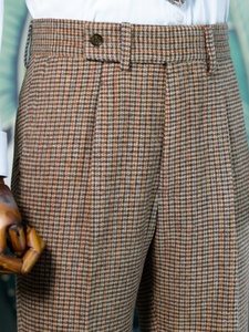 Gentleman britannique café pied de poule Plaid <span class=keywords><strong>Tweed</strong></span> Slim Fit taille haute <span class=keywords><strong>pantalon</strong></span> Plaid décontracté hommes pantalons - Product Image 3