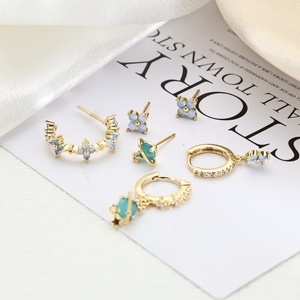 Hot Sale Women's Daily Casual Party Hypoallergenic Stud <b>Earrings</b> <b>Small</b> Flower Star <b>Dangle</b> Zircon Stone Fashion Jewelry for Gift - Product Image 3
