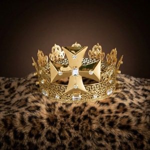 MO202 Corona per Capelli Fatta a Mano in Rame Placcato Oro Stile Imperiale Medievale per Giochi di Ruolo - Regalo di Compleanno per Re e Regina - Product Image 1