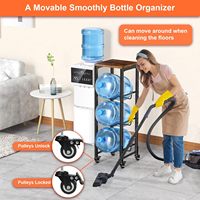 5 gallons bouteille d'eau cruche organisateur support de rangement en métal avec étagère supérieure en bois Type debout pour cuisine bureau ou garage-marron