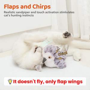 Jouets pour chats : Oiseau qui bat des ailes (non volant), chicharhichat réaliste, jouet interactif rechargeable activé par le toucher pour chatons - Product Image 2