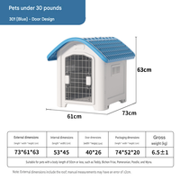 Novayapetix - Niche pour chien toutes saisons écologique, maisonnette amovible en plastique pour chiot, villa de jardin aérée avec porte grillagée sécurisée et crochet pour animaux de compagnie