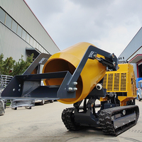 Camion malaxeur à béton sur chenilles de 750 kg, haute performance, taille compacte, moteur EPA, pompe hydraulique, châssis sur chenilles étroit