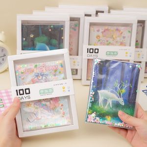 Cuaderno de Diario Hecho a Mano Estilo Japonés Coreano, 100 Hojas, Impresión Laminada, Encuadernación Inalámbrica Perfecta, Set en Caja de Regalo - Product Image 2