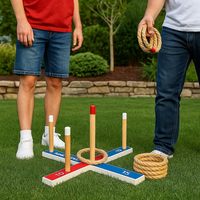 Blanko-Holzringwurfspiel mit individuellem Logo, Rasen-Wurfset mit Tragetasche als Geschenk für Großhandel und Weiterverkauf