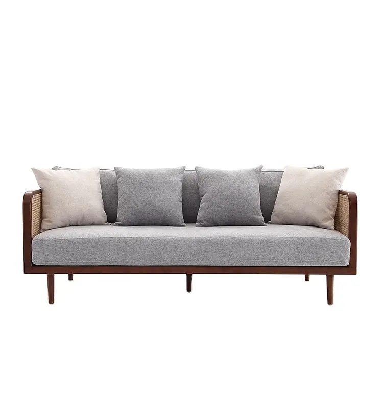 Роскошные Nordic в современном винтажном стиле мебель для гостиной натурального ротанга лямки плетеная трость ясень 3-местный диван-кровать