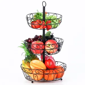 3 Tier Fruit Basket French Country Wire Basket for Storing & Organizing Vegetables Eggs and More