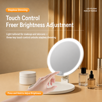 Miroir de maquillage lumineux de table avec lumière 3500K 4700K, commande tactile, support pliable et plateau de rangement pour cosmétiques