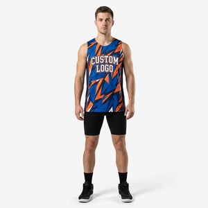 Maillot de basketball personnalisé avec impression par sublimation, tissu respirant, design sans manches, bretelles réglables, logo personnalisé, équipe personnalisée - Product Image 1