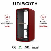 Cabine insonorisée facile à installer, montage rapide en 30-45 minutes, réduction du bruit de 32 dB, norme ISO 23351-1, ignifuge, cabine de bureau insonorisée