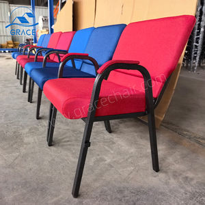 Meubles de théâtre en métal bourgogne Bishop en gros bon marché utilisé chaise d'église rembourrée empilable pour hall et salle <span class=keywords><strong>à</strong></span> manger Bishop Bourgogne - Product Image 4