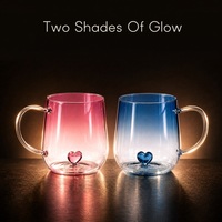 Mug en verre borosilicate 400 ml, résistant à la chaleur, tasse à café colorée avec une jolie poignée, tasse à lait, thé, eau