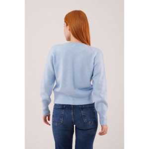 Maglione da Donna a Collo Tondo, Blu Chiaro, Manica Lunga, Anti-Pilling, Casual, Lavorazione a Maglia 14 Gg - Product Image 1