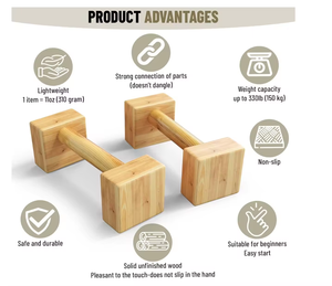 Supports Calisthenics Exercises Push Pull up <b>Bar</b> Stand Solid Wood <b>Parallettes</b> <b>Bars</b> Non-slip Rubber Feet for Home Furniture - Product Image 3