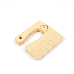 Jouets de <span class=keywords><strong>cuisine</strong></span> <span class=keywords><strong>en</strong></span> <span class=keywords><strong>bois</strong></span> pour bébés avec logo personnalisé, couteau Montessori pour enfants de 0 à 24 mois - Product Image 1
