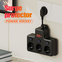 Prise de charge rapide UE avec rallonge électrique, 3 prises AC, multiprise avec protection contre les surtensions et USB
