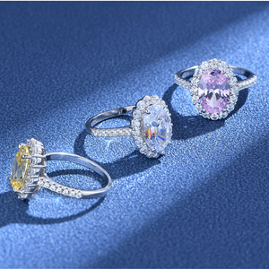 शीर्ष ग्रेड 925 स्टर्लिंग चांदी गुलाबी घन जिक्रोन दिल पानी ड्रॉप सगाई बर्फीले महिलाओं के गहने के छल्ले वादा शादी के छल्ले - Product Image 3