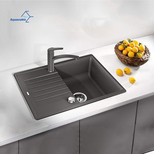 <span class=keywords><strong>Évier</strong></span>s de cuisine en Quartz noir, bol unique de 40 pouces, avec long panneau de vidange - Product Image 3