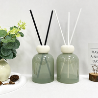 Flacon diffuseur de parfum en verre dépoli vert de luxe, vide, pour huiles essentielles, décoration d'intérieur, avec bouchon
