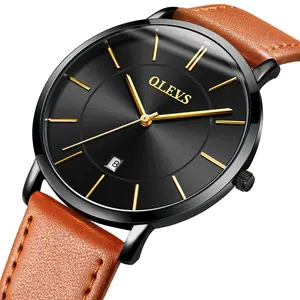 Часы на заказ с логотипом, роскошные импортные кожаные часы Miyota, повседневные спортивные деловые мужские ультратонкие наручные часы от поставщика