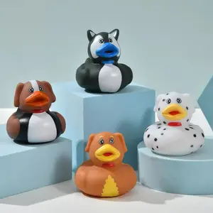 New Product Personalized Baby Bath Shower <strong>Funny</strong> Dog Shaped <strong>Duck</strong> Toy Pvc Plastic Mini <strong>Rubber</strong> <strong>Duck</strong> With Custom Logo - Product Image 1