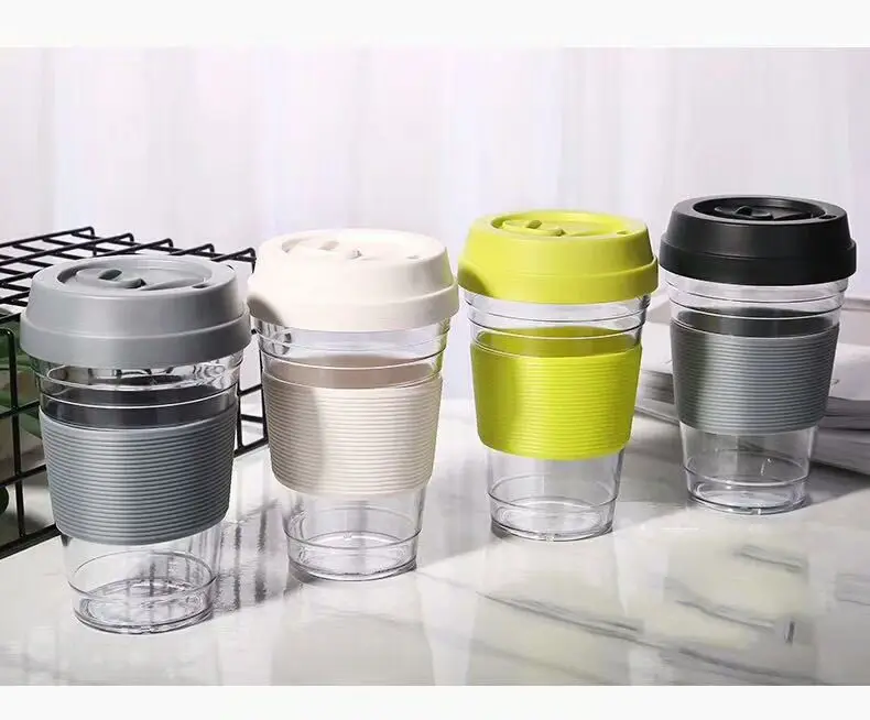 Top Kwaliteit Drinkware Type Plastic Koffie Mokken Met Siliconen Cover Voor Anti Verbranden