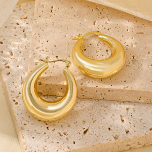 Boucles d'oreilles créoles épaisses en acier inoxydable pour femmes, bijoux de mode les <span class=keywords><strong>moins</strong></span> chers - Product Image 2