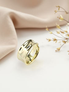 Anello da Donna in Ottone Placcato Oro 14K con Curva Convessa, Gioiello Classico per Feste e Anniversari con <span class=keywords><strong>Personalit</strong></span>à - Product Image 5