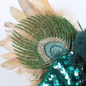 Ornements de Noël en forme d'ange vert foncé scintillant, décorations de Noël pour le sommet de l'arbre, ailes de plumes de paon, décorations de Noël en fibre + résine 30CM/40CM - Product Image 4