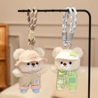 Jouets en peluche : Porte-clés ours mignon et dodu de 15 cm, rembourré en coton PP, tendance, unisexe, accessoires vestimentaires pour fêtes, pendentifs de sac à dos