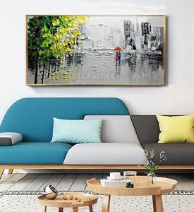Pure peint à la main couteau <span class=keywords><strong>arbre</strong></span> paysage <span class=keywords><strong>peinture</strong></span> à l'huile <span class=keywords><strong>sur</strong></span> <span class=keywords><strong>toile</strong></span> pour salon décor amoureux sous la pluie paysage <span class=keywords><strong>peinture</strong></span> murale - Product Image 2