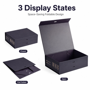 Custom One‑Piece Collapsible <b>Magnetic</b> Gift Box With Ribbon Logo Print Foldable Paper Gift Box For Cosmetic Clothing Wedding Gift - Product Image 4