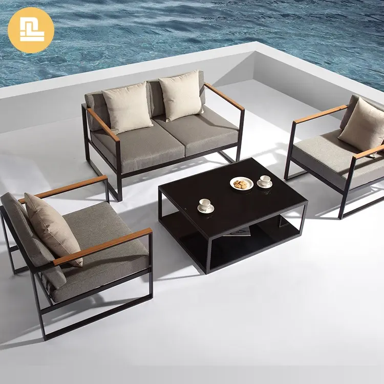 4 piezas de ocio al aire libre de aluminio de los muebles de jardín impermeable sofá