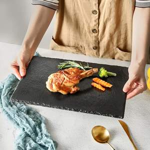 Assiettes rectangles pour dîners en <span class=keywords><strong>ardoise</strong></span> noire Ensemble divertissant de 6 mini planches à fromage en <span class=keywords><strong>ardoise</strong></span> avec craies en stéatite - Product Image 2