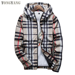 TONGYANG Nueva Chaqueta de Moda para <span class=keywords><strong>Hombre</strong></span> de <span class=keywords><strong>Primavera</strong></span>/Otoño, Abrigo Entallado con Capucha, Versátil, de Cuadros y Manga Larga, Chaquetas Bomber para <span class=keywords><strong>Hombre</strong></span> - Product Image 2
