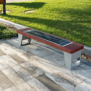 Banc de parc solaire intelligent avec musique Bluetooth, éclairage sans fil, recharge sans fil, Wi-Fi, 4 places, design moderne, sans câblage requis - Product Image 3