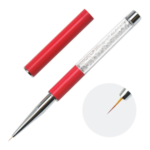 Pinceau de précision pour nail art en nylon avec manche métallique de luxe, virole sertie de 5 mm, pour dessin et peinture, avec capuchon de protection - Product Image 6