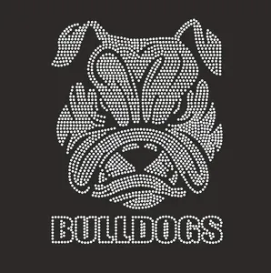 Kerst Ijzer Op Strass Strass Sparkle Bulldogs Cartoon Emblemen Voor T-Shirt Hoodie Kleding