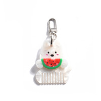 Pendentif en acétate motif animal de dessin animé mignon, peigne à cheveux, porte-clés chiot, accessoires décoratifs exquis, compacts et portables