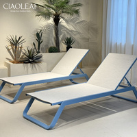 Chaise longue de piscine avec siège en toile et dossier réglable pour terrasse extérieure