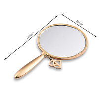 Miroir de Maquillage Doré à Main Rond Personnalisé en Métal Cosmétique avec Poignée
